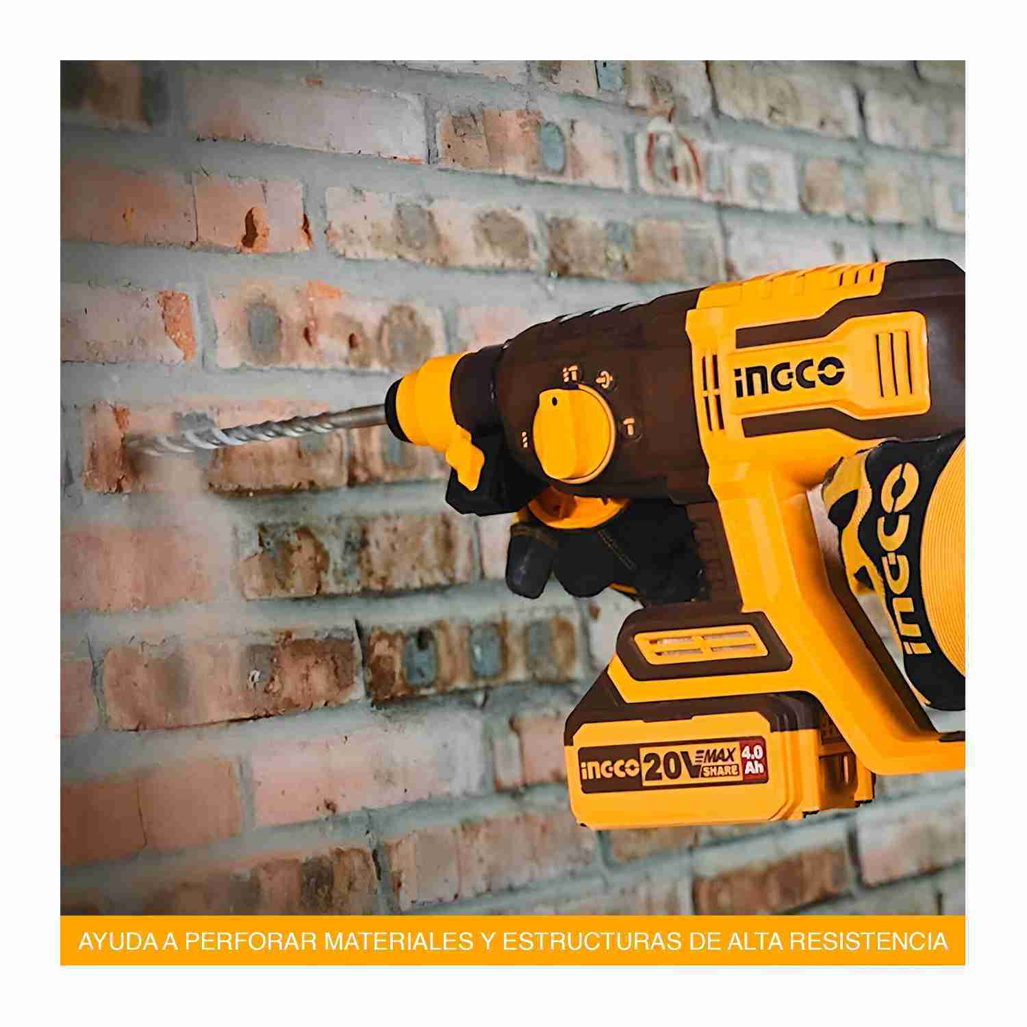 Rotomartillo 20v Sds Plus 2 Joule Demoledora Brushless Ingco - Imagen 9