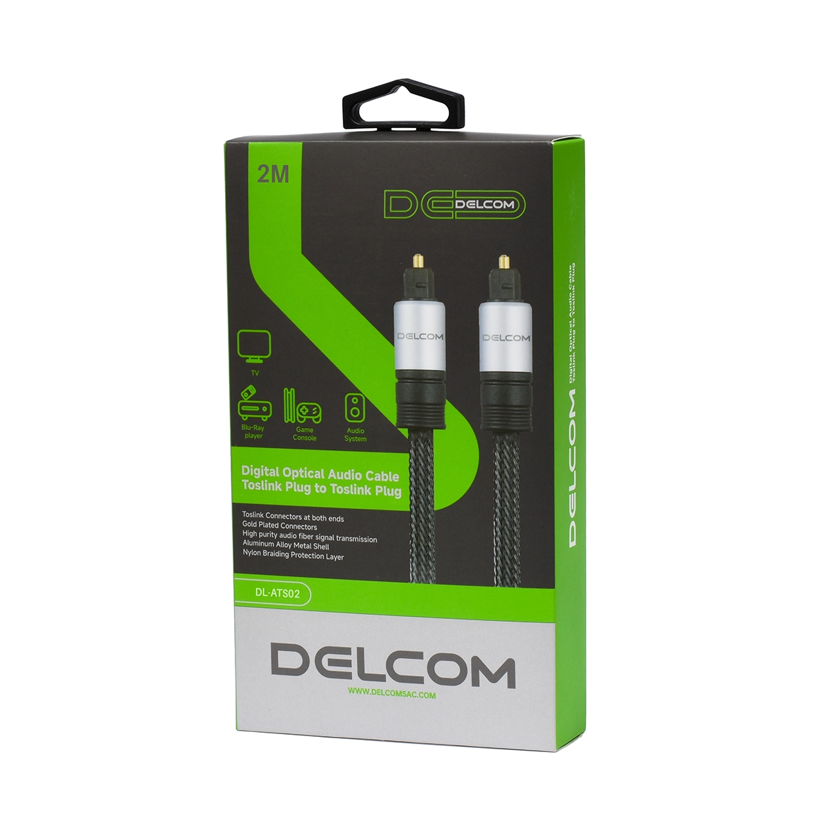 Cable de Audio Óptico Digital 2m SPDIF Delcom DL-ATS02 (Enmallado): ¡Sonido Puro y Envolvente! - Imagen 6