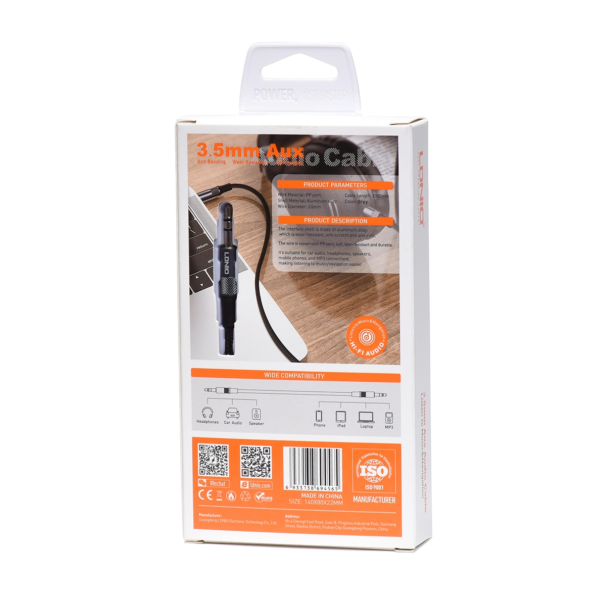 Cable de Audio Auxiliar 2MT 3.5mm LDNIO LS-Y82A: ¡Sonido Nítido y Conexión Resistente! - Imagen 4