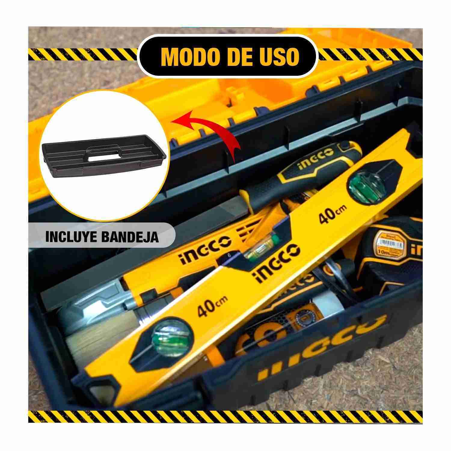 Set 3 Cajas De Herramientas 14′ 17′ 20′ Ingco + Mini Martillo - Imagen 5