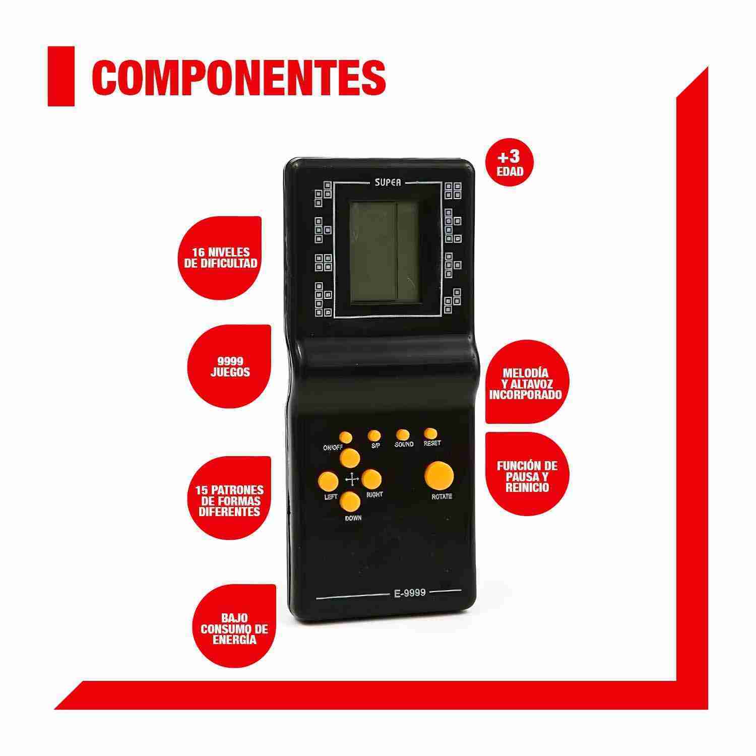 CONSOLA JUEGO RETRO BRICK GAME PINBALL TETRIS PUZZLE 9999EN1 - Imagen 3