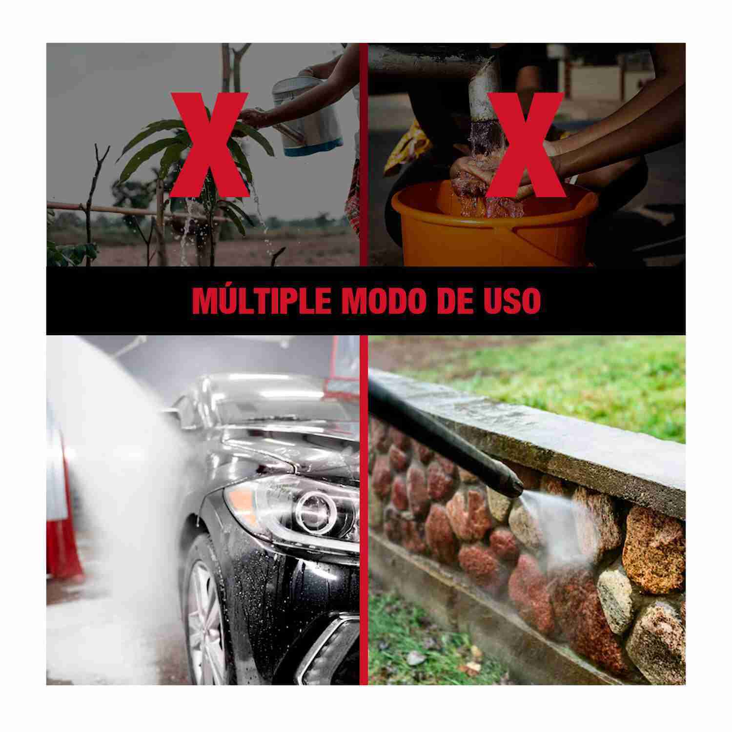 HIDROLAVADORA ELÉCTRICA 1400W CON SHAMPUNERA RANKOR ROJO - Imagen 3