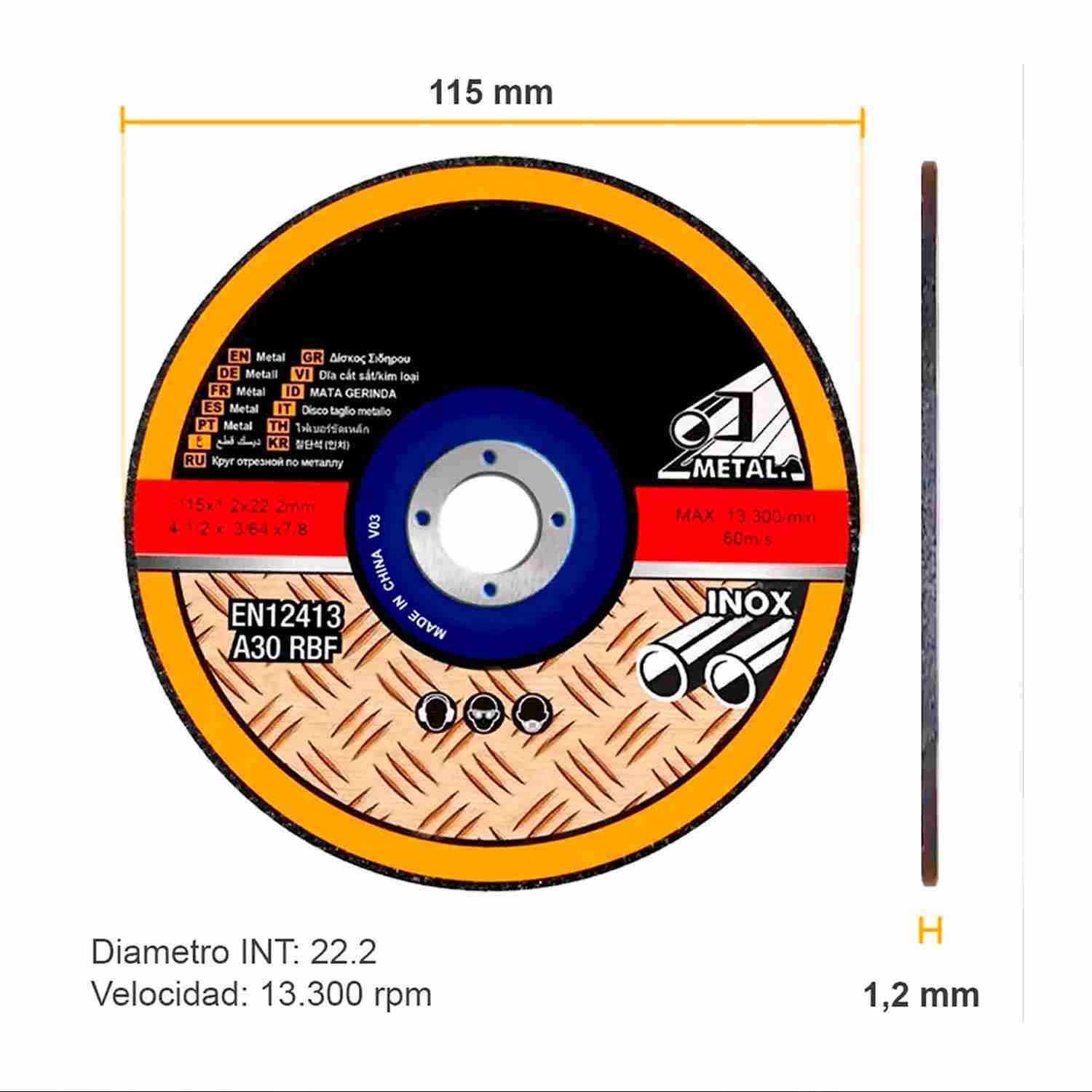 AMOLADORA ANGULAR 20V ESMERIL 5» RANKOR BRUSHLESS DISCOS - Imagen 6