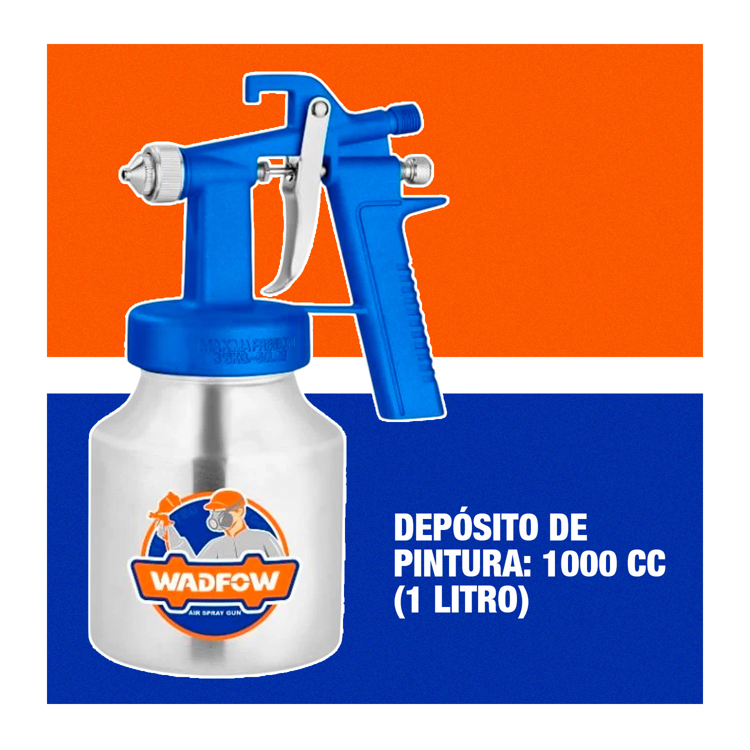 Pistola Spray De Pintar 1000cc 15mm Tacho Metálico Wga1561 - Imagen 3