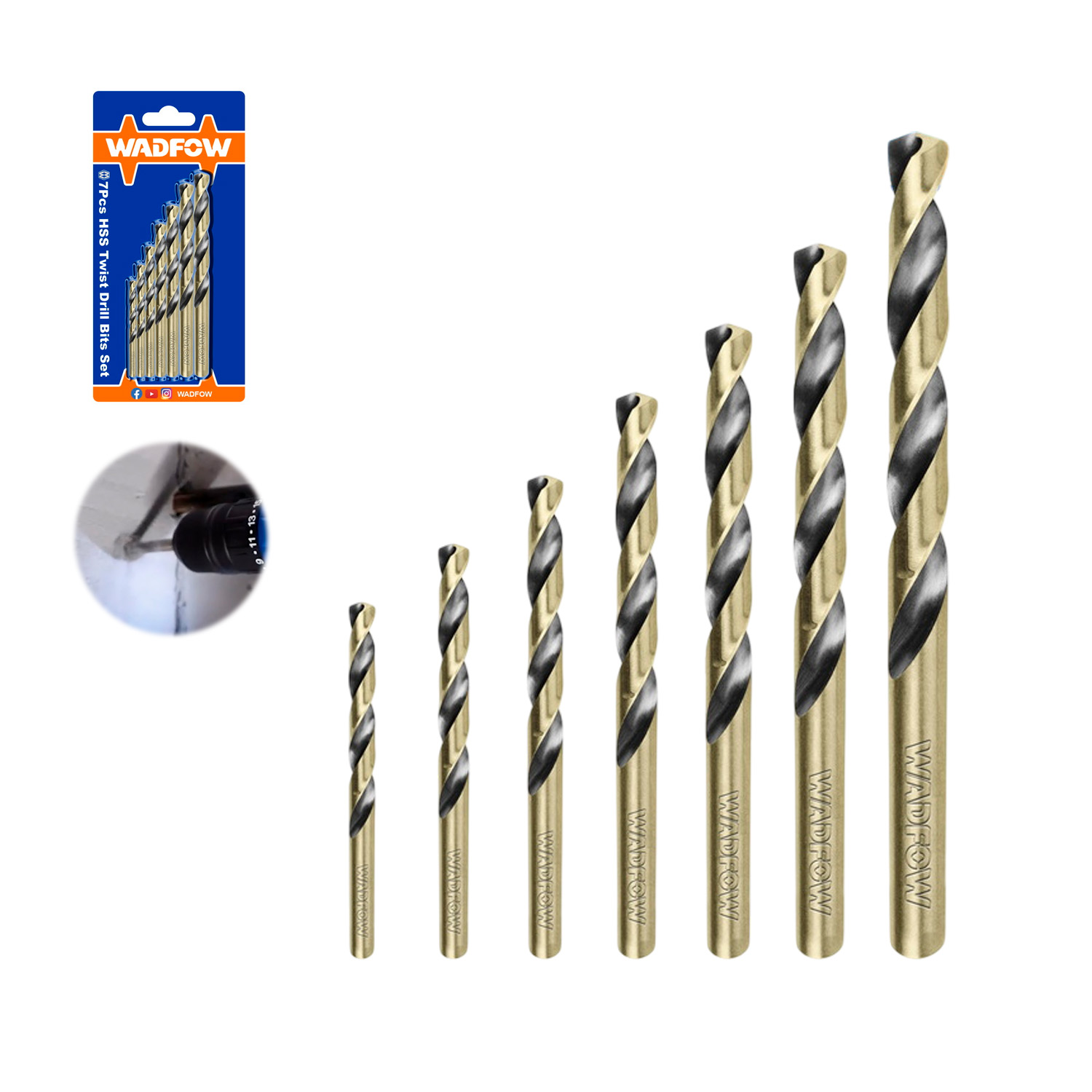 Juego De 7 Brocas Helicoidales Hss Wadfow – Wtd3k01